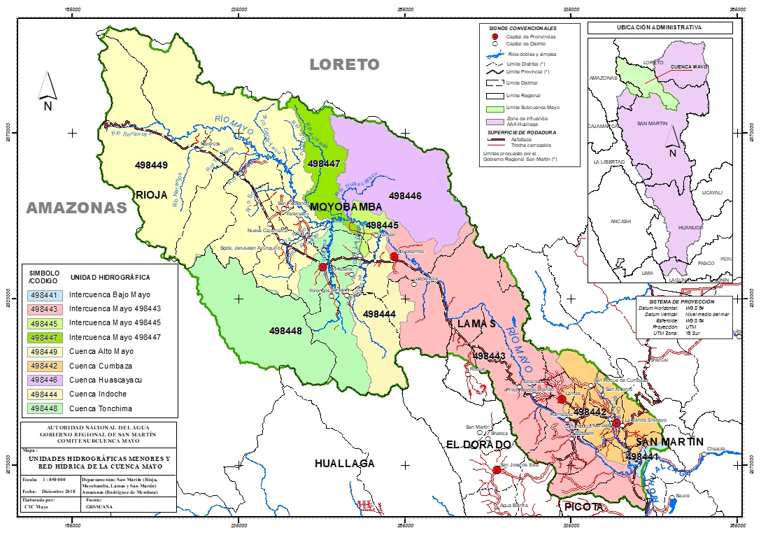 Unidades hidrográficas menores de la cuenca Mayo